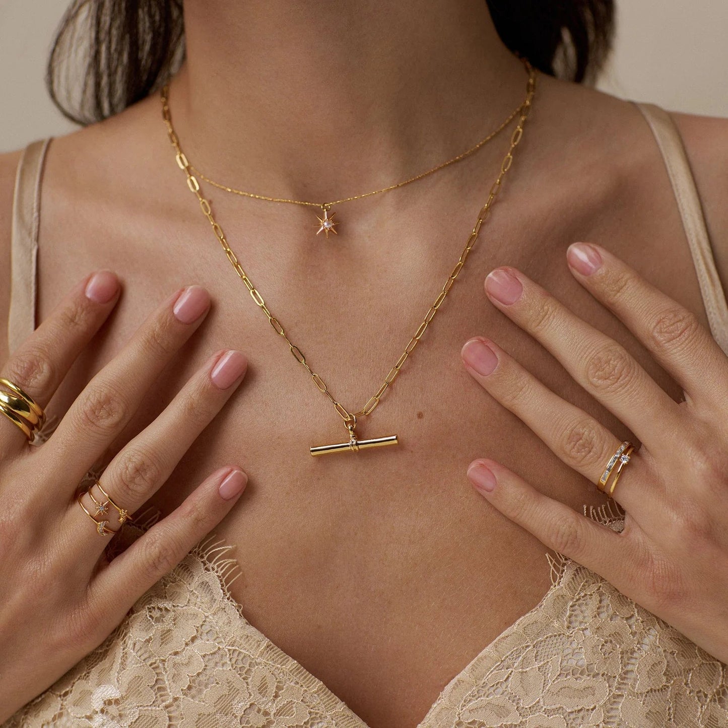 Chunky T - Bar Mid Length Necklace - Gold - MarramTrading.com