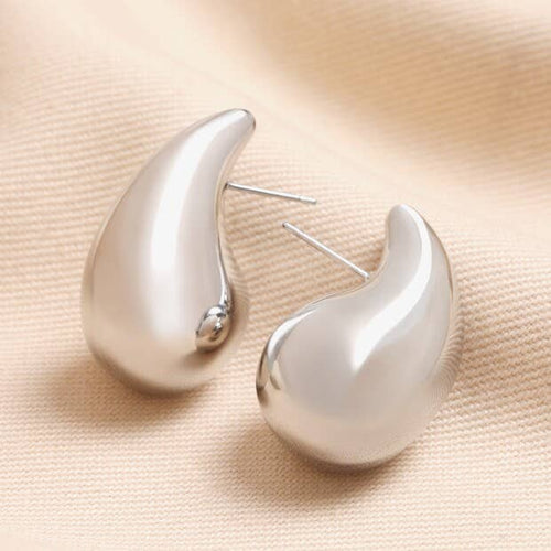 Chunky Teardrop Earrings Silver - MarramTrading.com