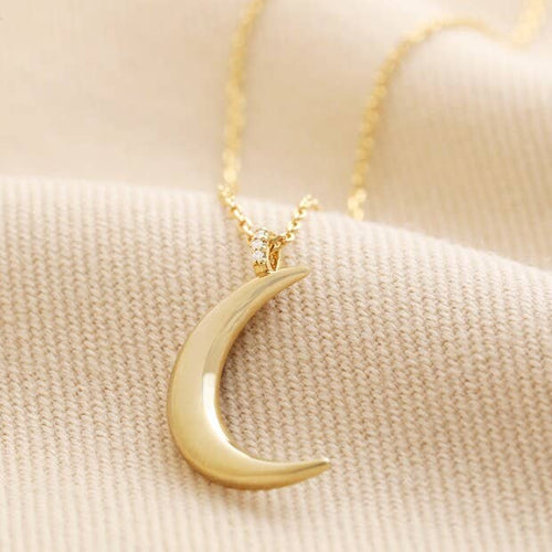 Crescent Moon Pendant Necklace in Gold - MarramTrading.com