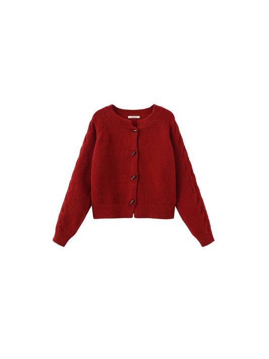 Crew Neck Short Knit Cardigan - MarramTrading.com