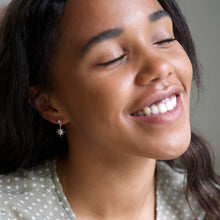 Load image into Gallery viewer, Crystal Double Star Drop Earrings in Silver

