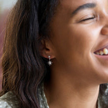 Load image into Gallery viewer, Crystal Double Star Drop Earrings in Silver
