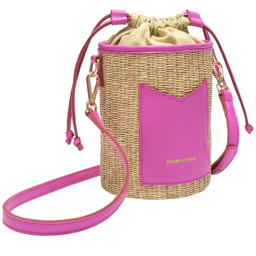 Cylindrical Drawstring Top Shoulder Bag in Pink - MarramTrading.com
