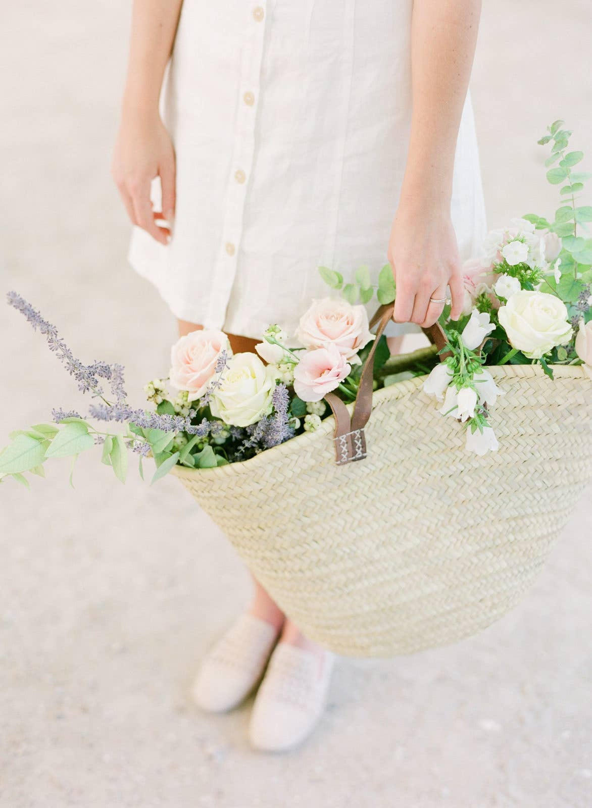 Handmade Straw Bag with Leather Handles, French Market Bag