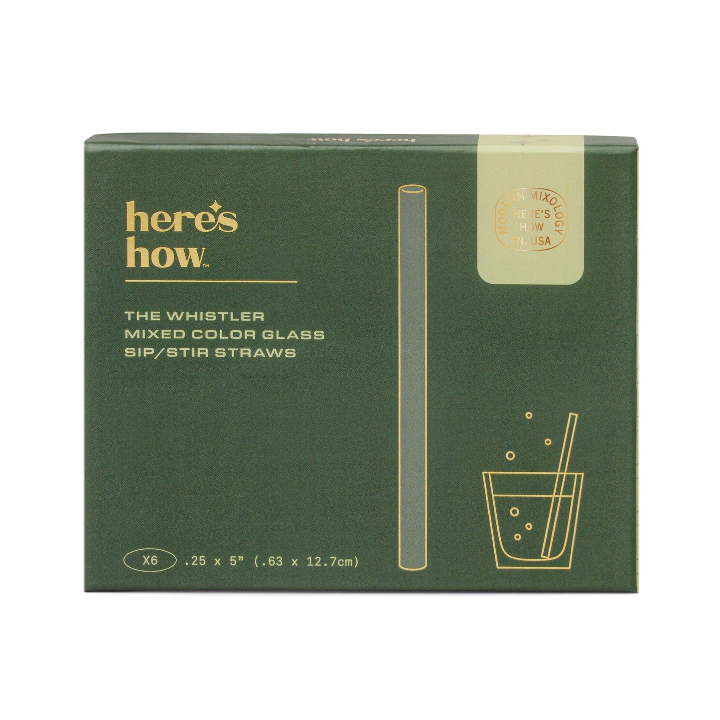 Here's How "The Whistler" Colored Glass Straws - Set of 6