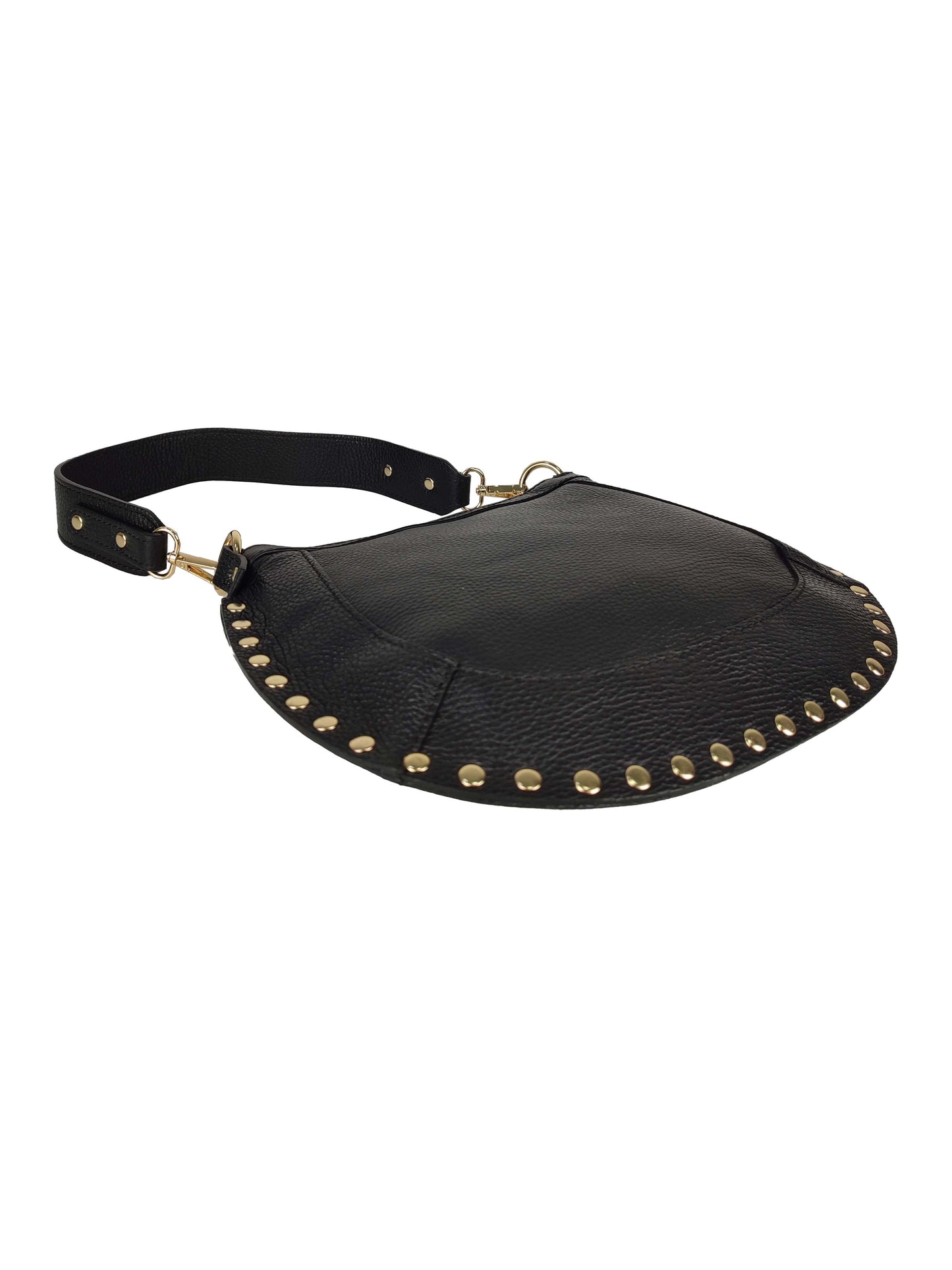 Leather shoulder bag with studs
