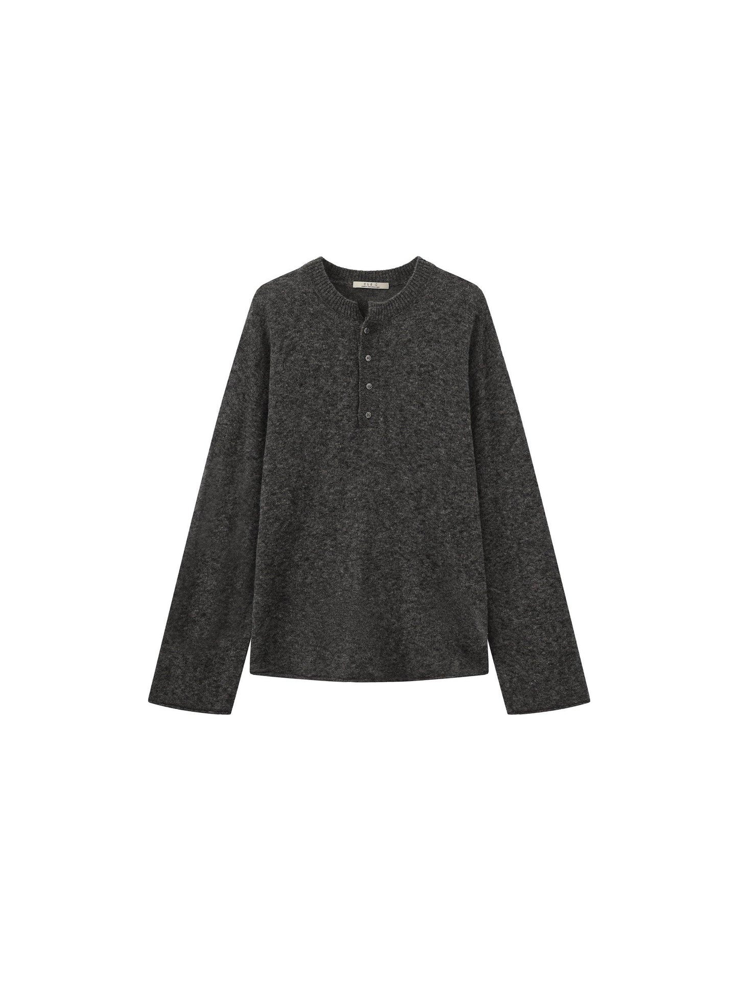 Henley Neck Loose-Fit Long-Sleeve Cover-Up