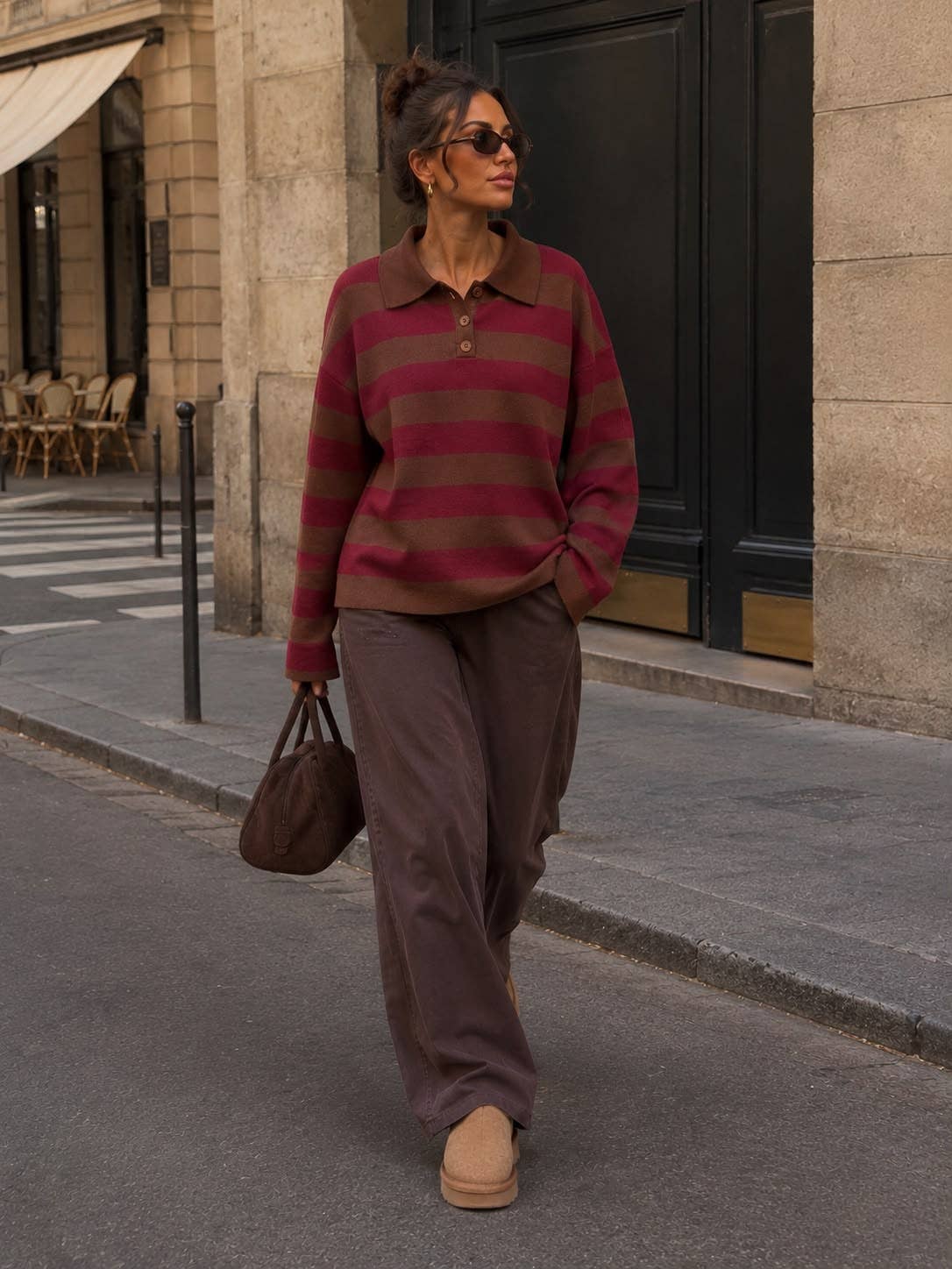 Striped Oversized Polo Sweater – Casual Chic Spirit