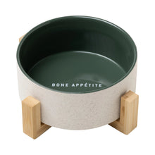 Load image into Gallery viewer, Dog Bowl with Wooden Stand - Green - MarramTrading.com
