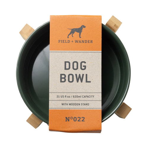 Dog Bowl with Wooden Stand - Green - MarramTrading.com