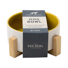 Load image into Gallery viewer, Dog Bowl with Wooden Stand - Yellow - MarramTrading.com
