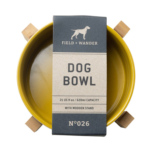 Dog Bowl with Wooden Stand - Yellow - MarramTrading.com