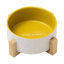 Load image into Gallery viewer, Dog Bowl with Wooden Stand - Yellow - MarramTrading.com
