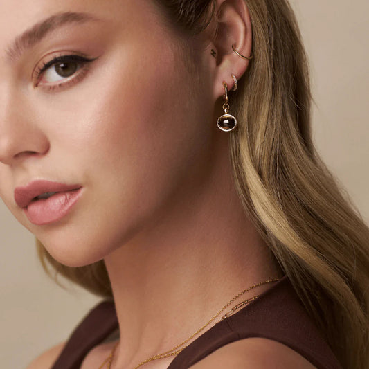 Semi-Precious Tiger's Eye Drop Hoop Earrings