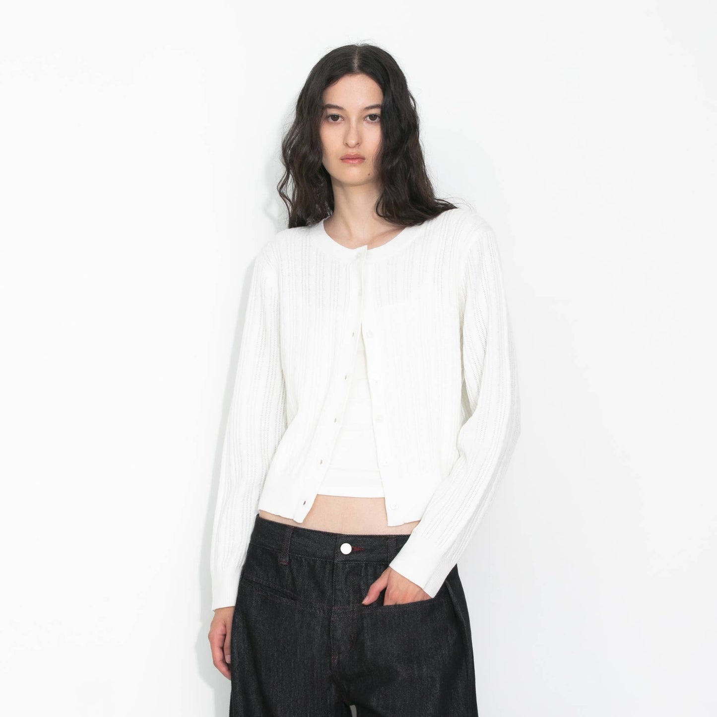 Cable-Knit Cropped Cardigan