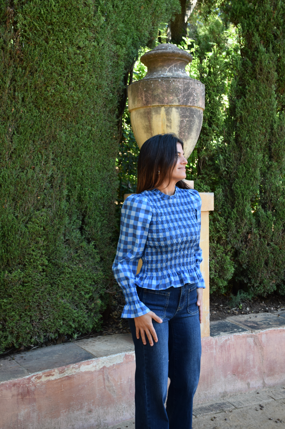 Chía Navy Blue Checkered Blouse
