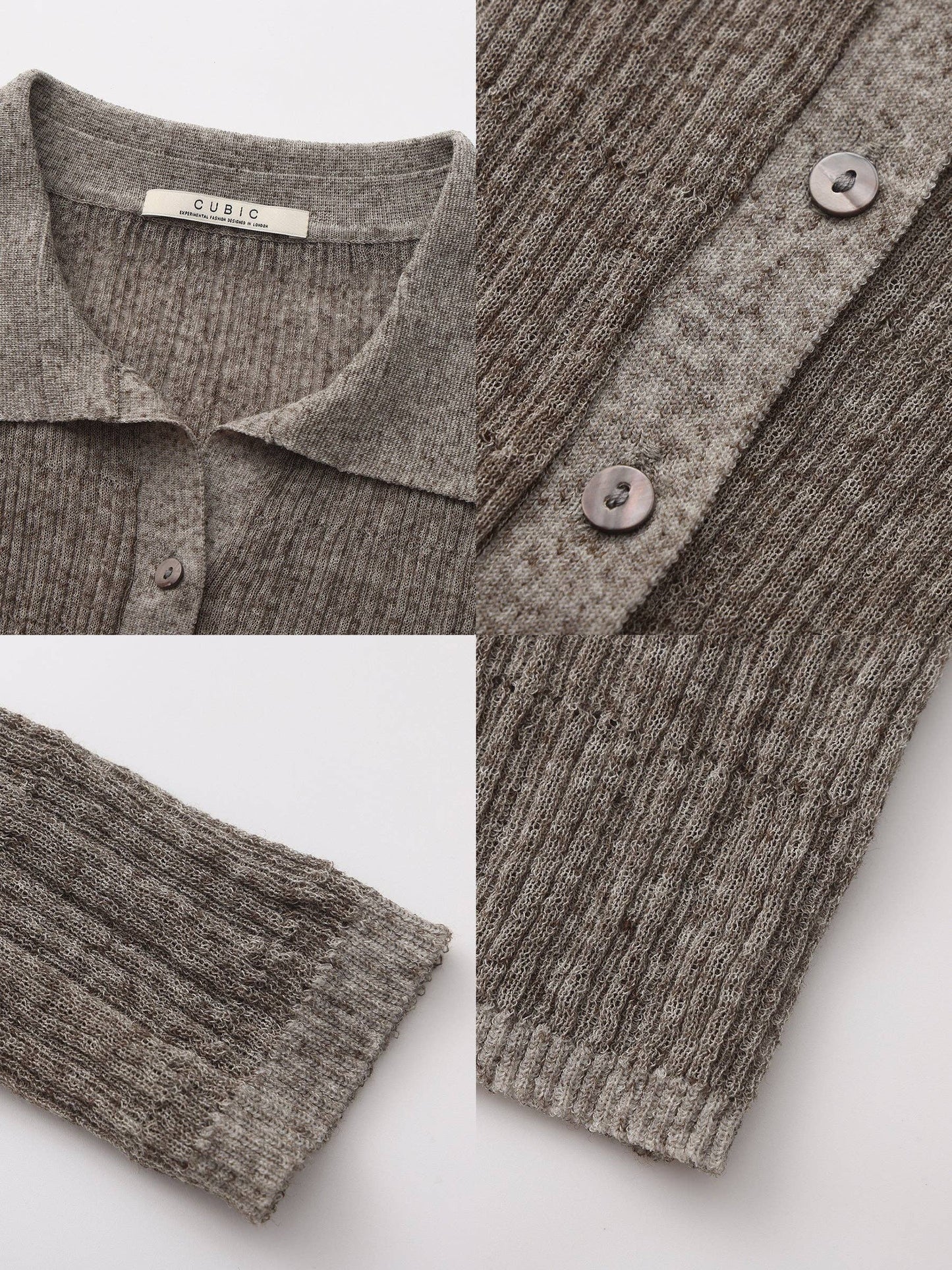 Linen Collared Long-Sleeved Knit Sweater