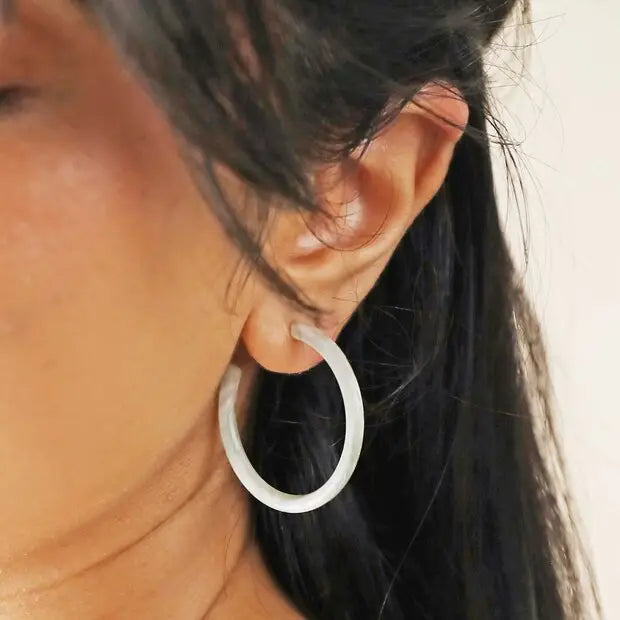 Tortoiseshell Resin Hoop Earrings in Green