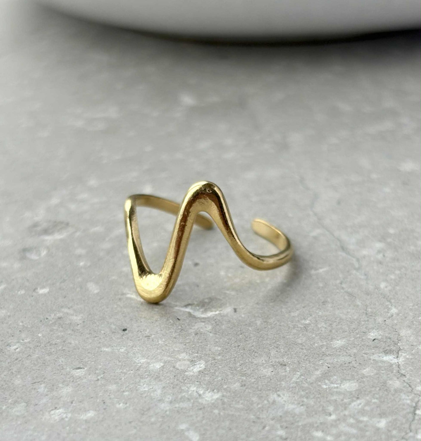 Tarnish Resistant Sound Wave Open Ring