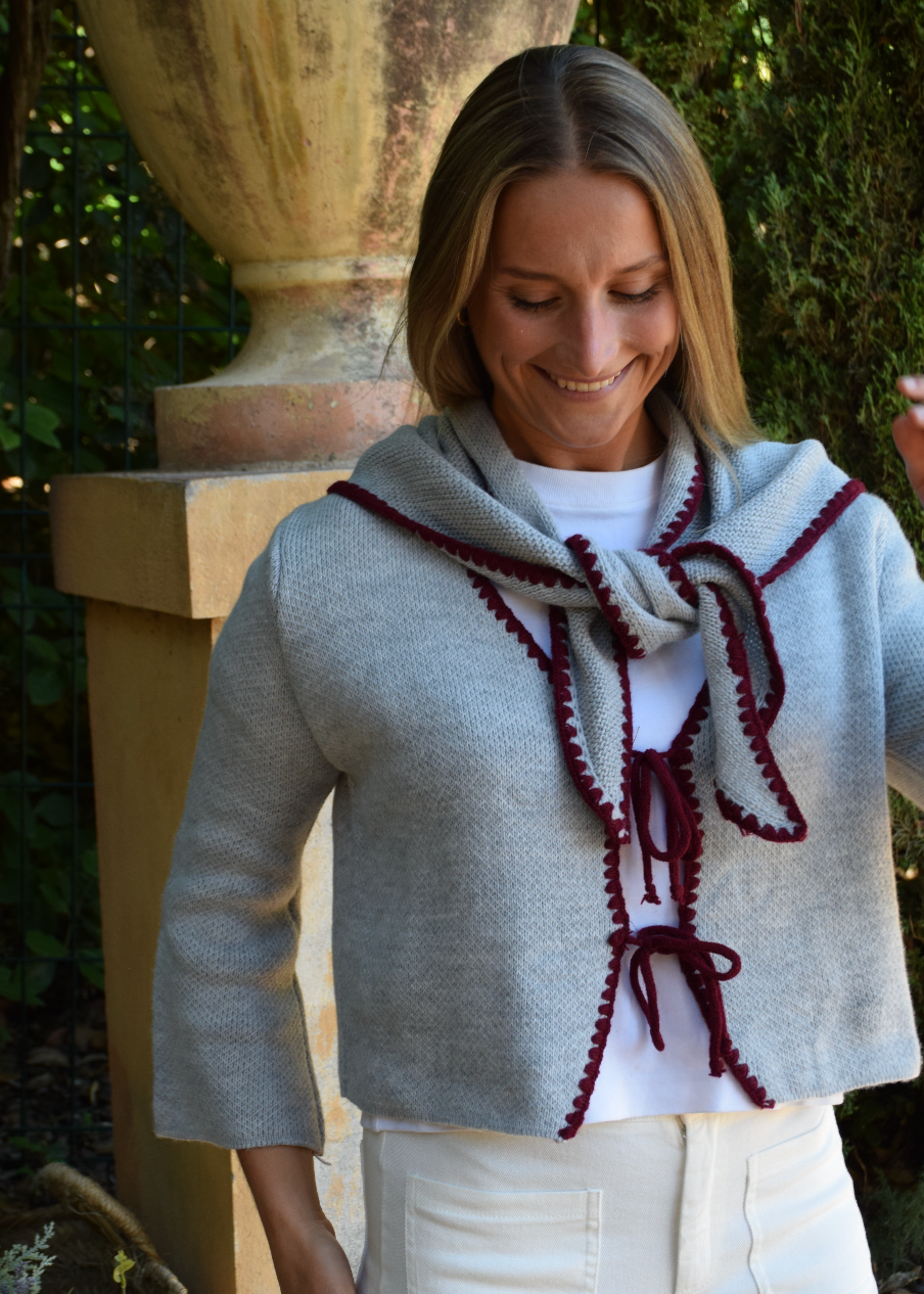 Gray and Burgundy Knit Bandana