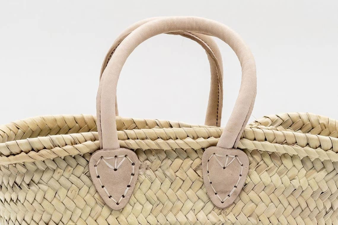 Mini Straw Bags Leather | Beach bag | small straw tote bag