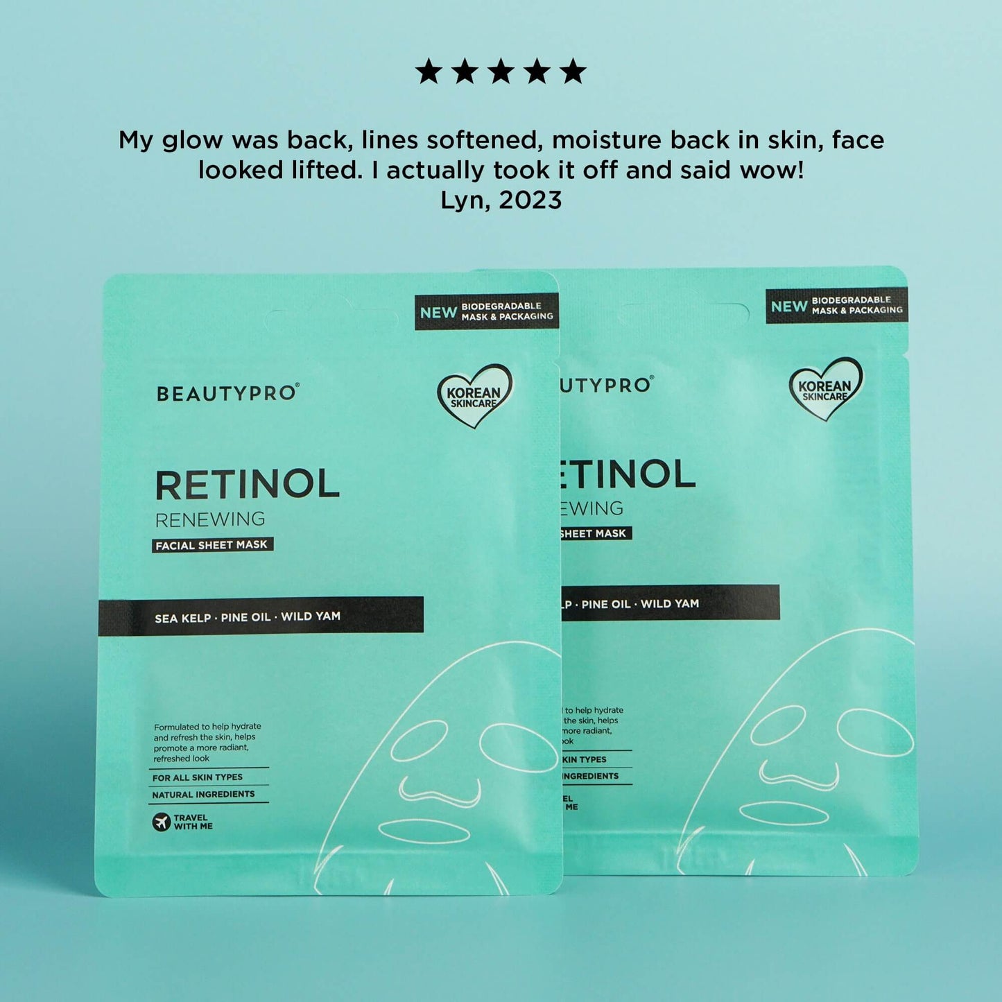 RETINOL Renewing Facial Sheet Mask  - 100% Biodegradable