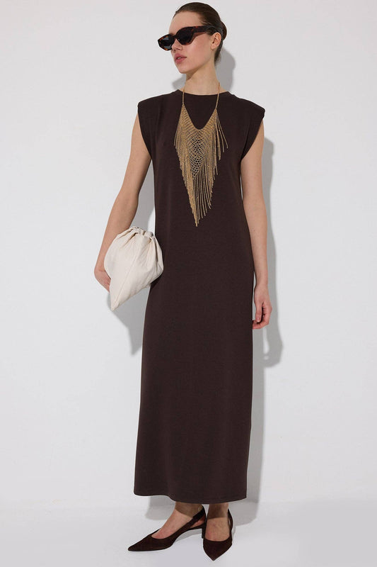 Crew Neck Padded Dress