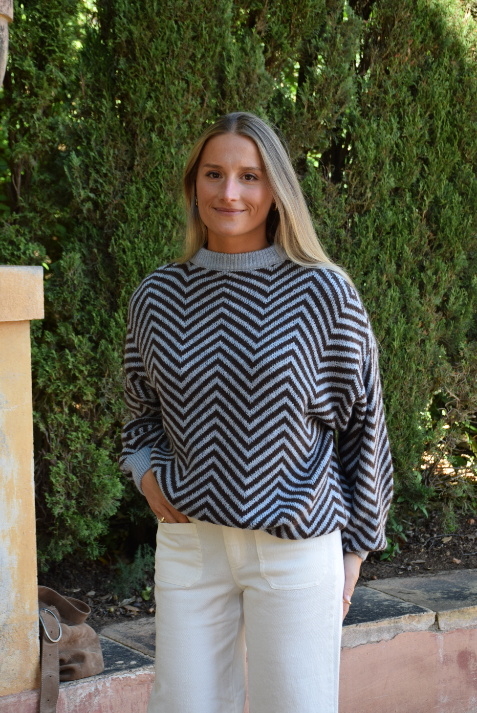 Leonor Blue and Brown Jersey