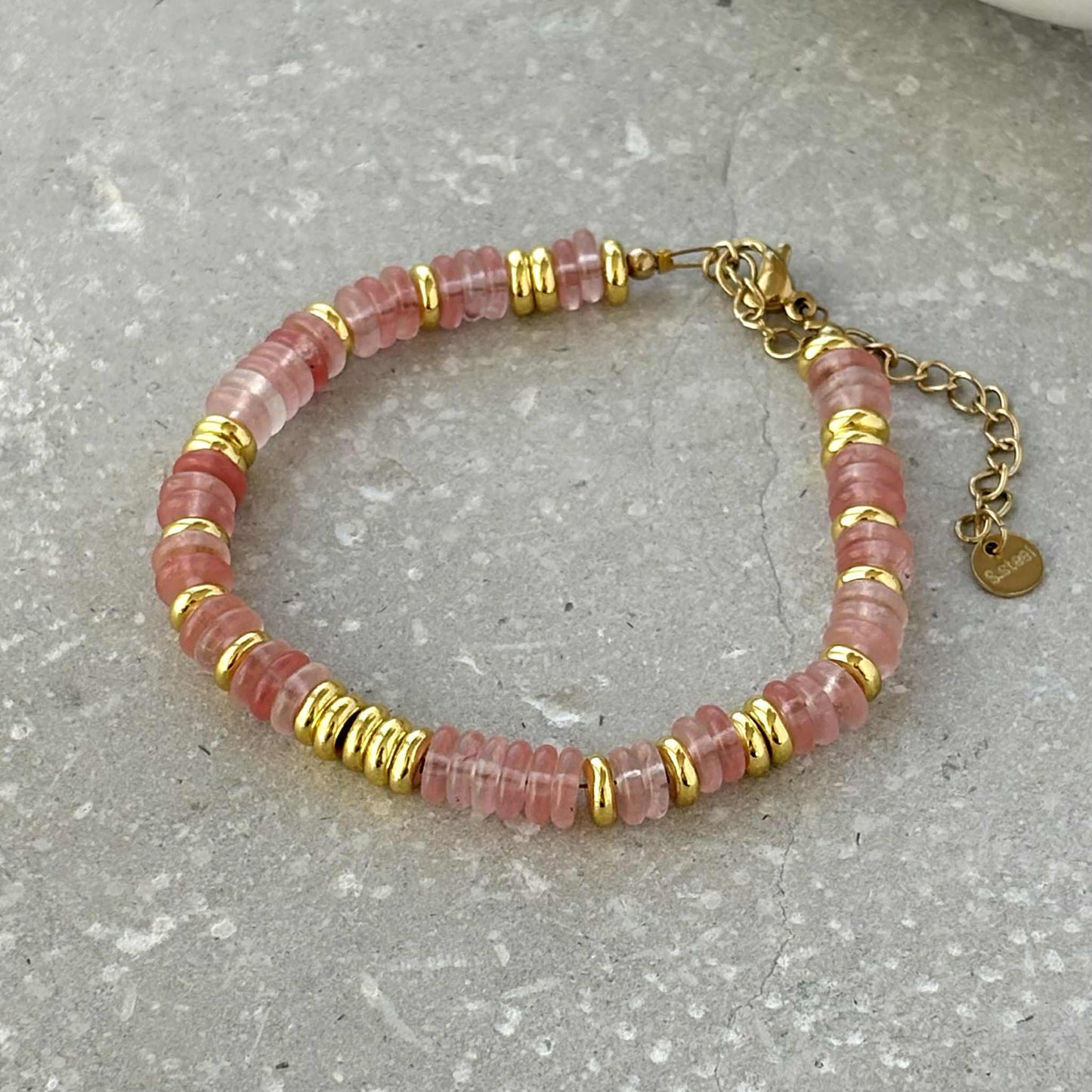 Tarnish Resistant Stone And Gold Beaded Bracelet