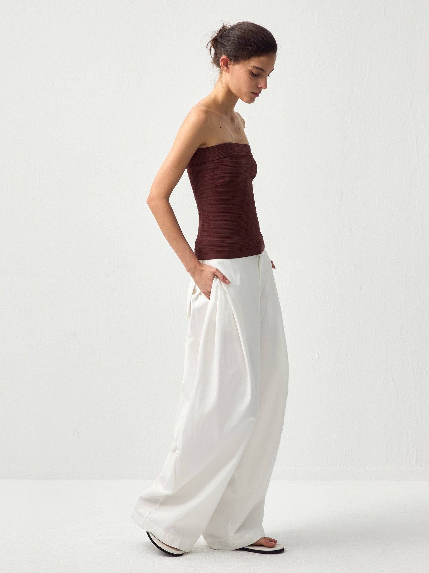 Sculpted Textured Fitted Knit Top