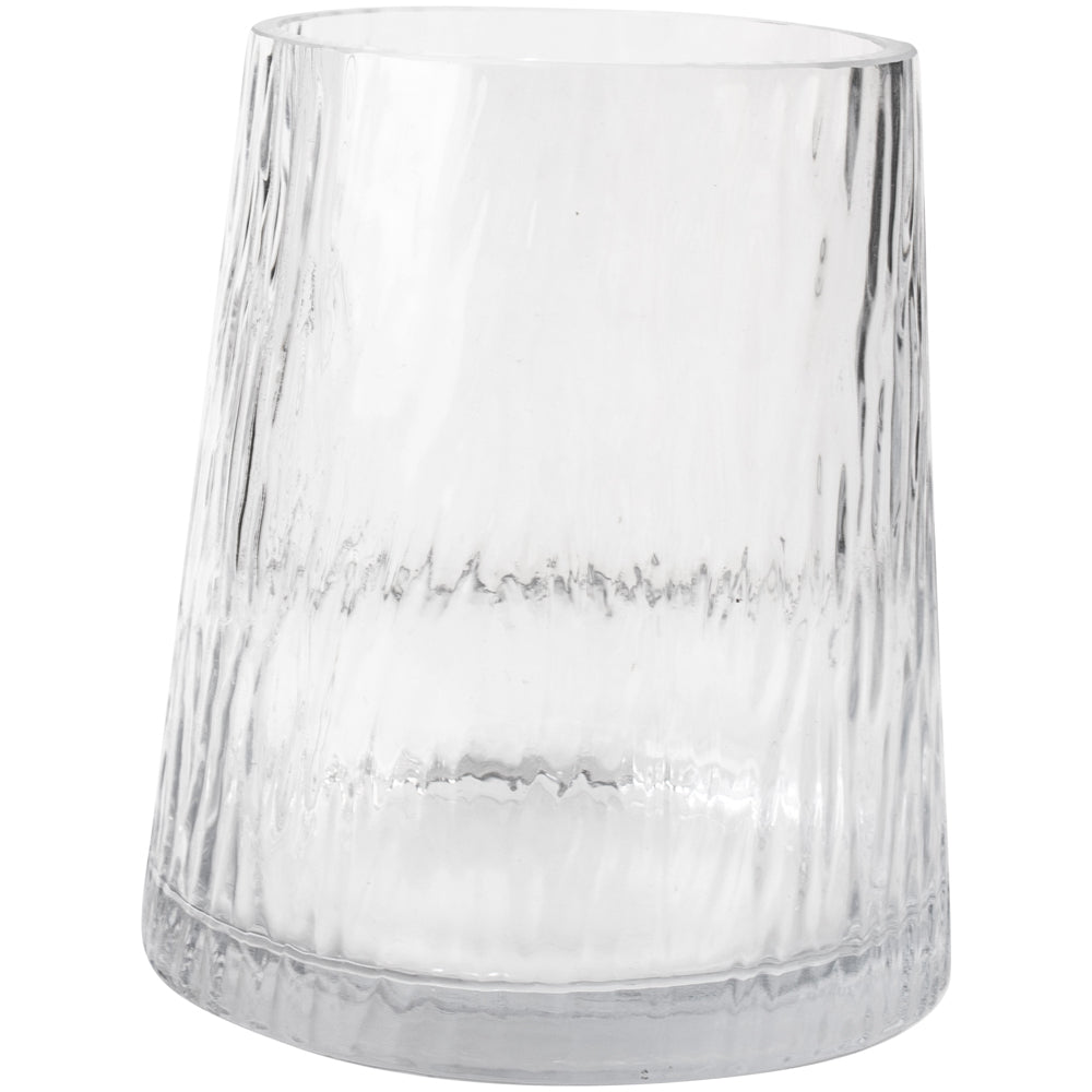 Glass Vase Clear Ripple Short - MarramTrading.com