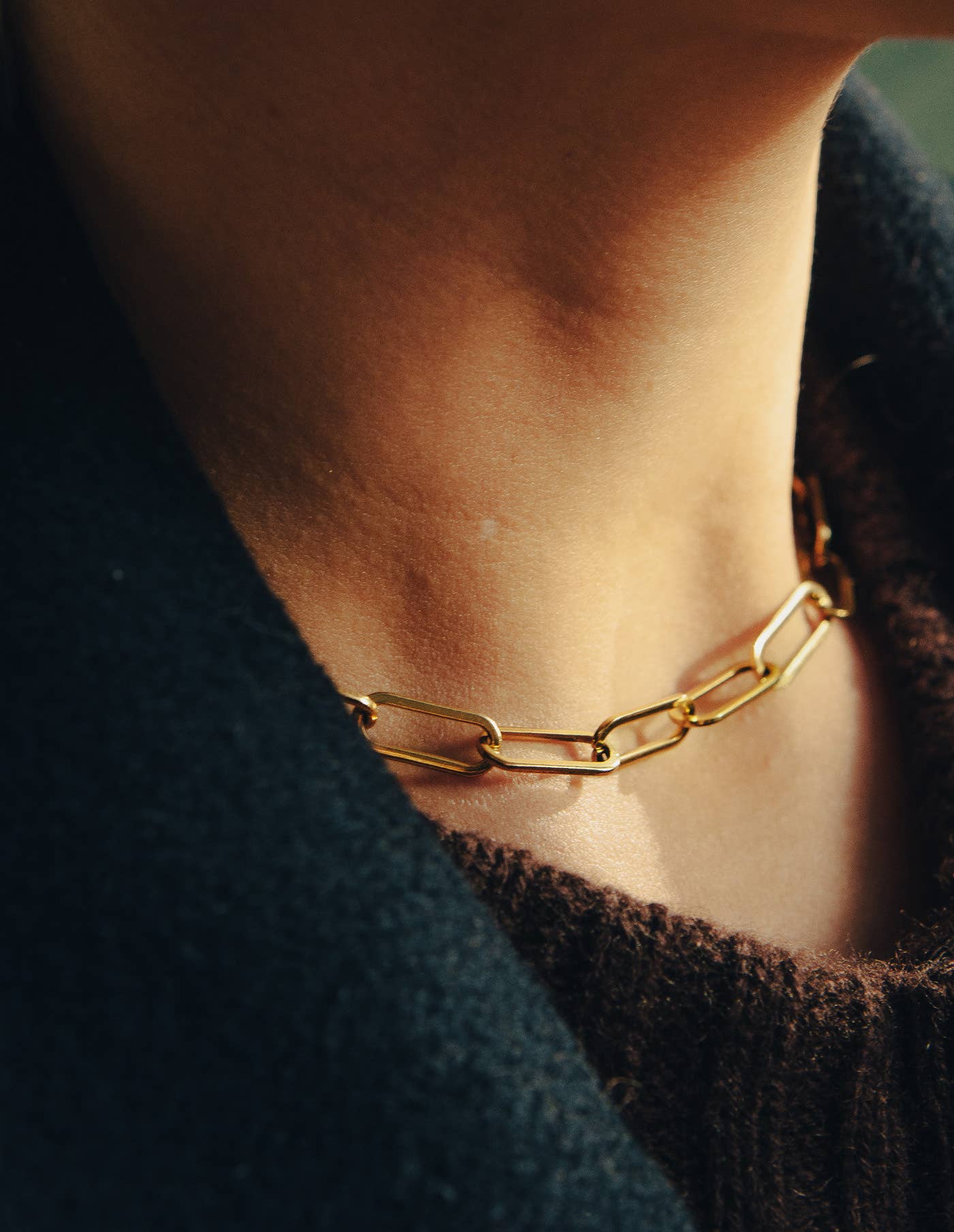 Gold Chunky Chain Link Necklace, Waterproof - MarramTrading.com