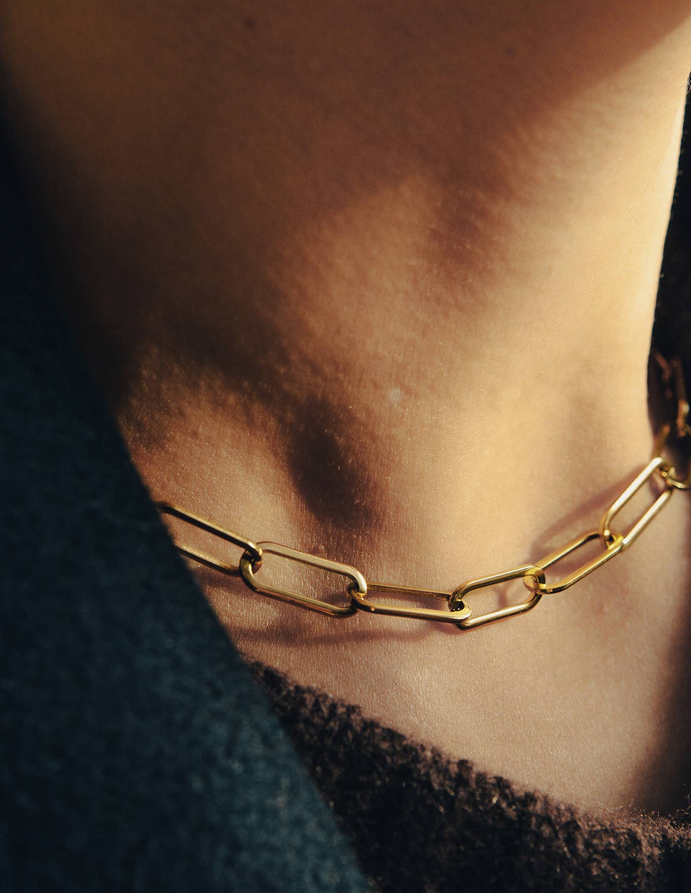 Gold Chunky Chain Link Necklace, Waterproof - MarramTrading.com