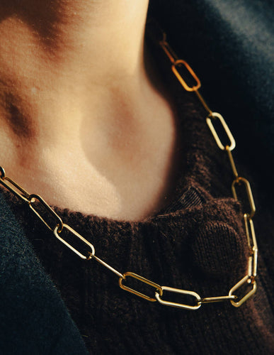 Gold Chunky Chain Link Necklace, Waterproof - MarramTrading.com