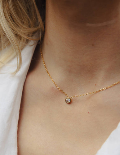 Gold Dainty Stone Necklace, Waterproof - MarramTrading.com