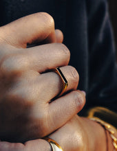Load image into Gallery viewer, Gold Flat Black Stone Ring, Waterproof - MarramTrading.com
