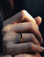 Load image into Gallery viewer, Gold Flat Black Stone Ring, Waterproof - MarramTrading.com
