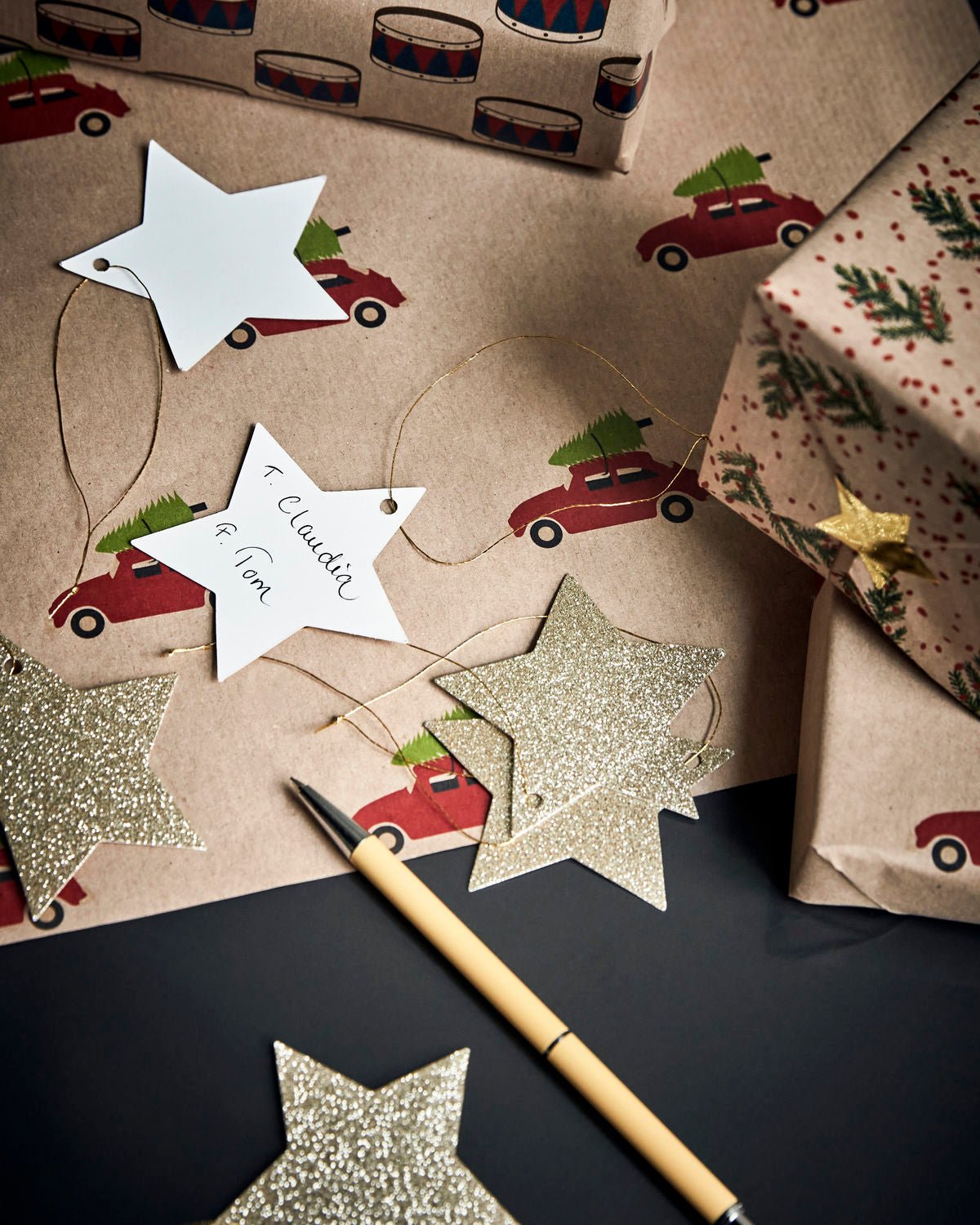 Gold Glitter Star Gift Tags Pack of 12 - MarramTrading.com