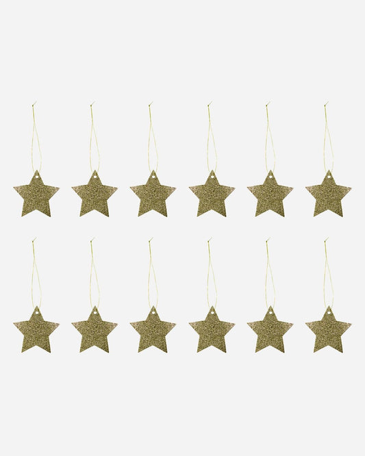 Gold Glitter Star Gift Tags Pack of 12 - MarramTrading.com