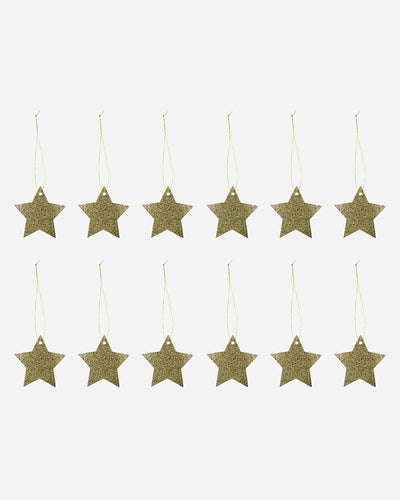Gold Glitter Star Gift Tags Pack of 12 - MarramTrading.com