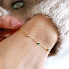 Load image into Gallery viewer, Stainless Steel Rainbow Crystals Bracelet in Gold
