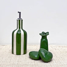 Load image into Gallery viewer, Green striped oil bottle - MarramTrading.com
