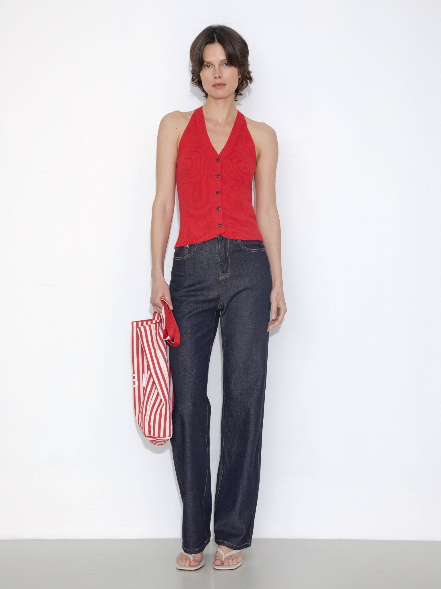 Halter Neck Off - Shoulder Cardigan Vest - MarramTrading.com
