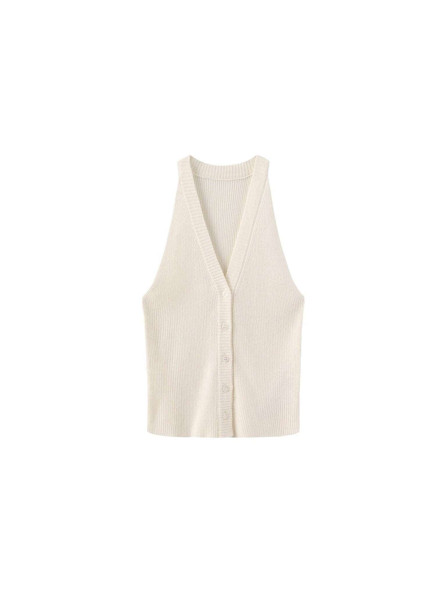 Halter Neck Off - Shoulder Cardigan Vest - MarramTrading.com