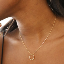 Load image into Gallery viewer, Hammered Halo Pendant Necklace in Gold
