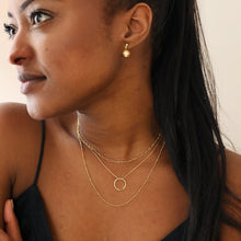 Load image into Gallery viewer, Hammered Halo Pendant Necklace in Gold

