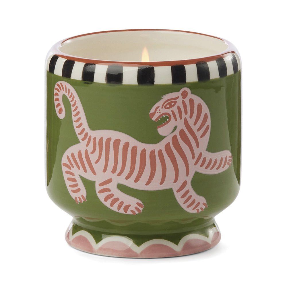 Handpainted Adopo Candle - Tiger, Cedar & Fig - MarramTrading.com