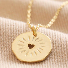 Load image into Gallery viewer, Heart Disc Pendant Necklace in Gold

