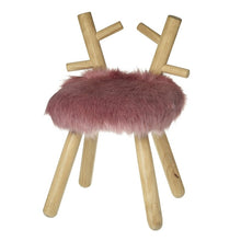 Load image into Gallery viewer, White Fluffy Wooden Deer Stool
