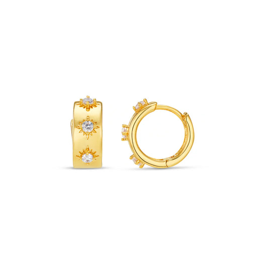 Starburst Embellished Huggie Hoop Earrings